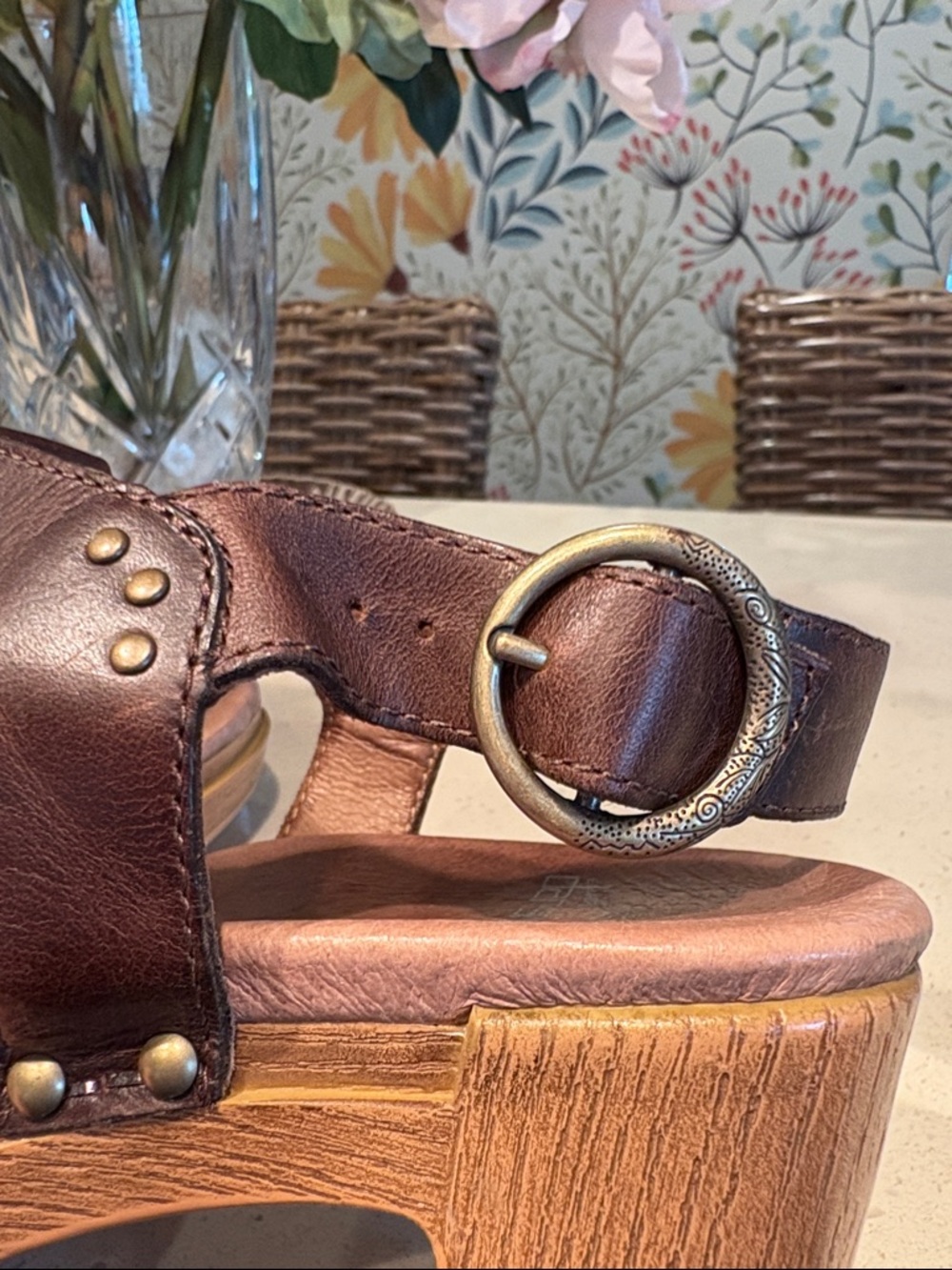 Women’s Brown Leather Studded Clog Sandal - Picture 10 of 10